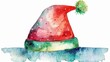 enchanting watercolor christmas hat with festive red and green hues perfect for holiday cards and invitations