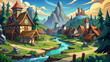 -fantasy-style--old--village---wooden-houses--rive