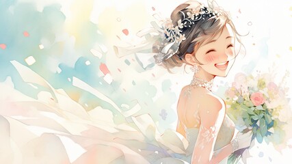 Wall Mural - ウェディングドレスを着た女性_6