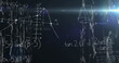 Image of mathematical equations over network of connections on black background