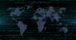 Image of spots over world map on black background