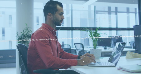 Poster - Image of data processing over caucasian businessman in office