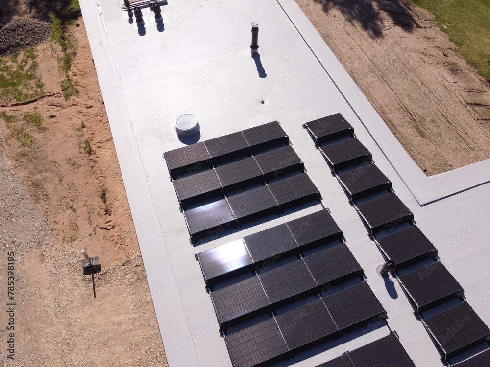 Image showcasing Photovoltaic system. Solar Panels on Flat Roof. Roof Solar Mounting ...