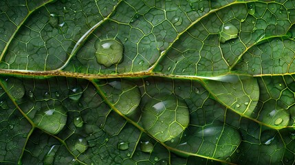 Wall Mural - Leaf Patterns: A photo of a water droplet on a leaf