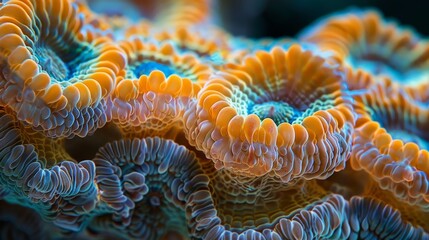 Wall Mural - Textures and Patterns: A photo macro close-up of the intricate patterns and textures on a piece of coral