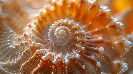 Wall Mural - Textures and Patterns: A photo macro close-up of the intricate patterns and textures on a seashell,