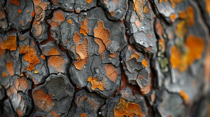 Wall Mural - Textures and Patterns: A photo macro close-up of the texture and patterns on a tree trunk