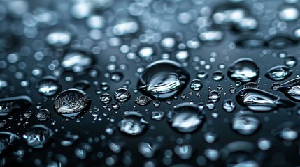 Wall Mural - Water Droplets: A macro close-up photo of water droplets suspended in mid-air