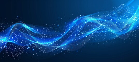 Poster - Data flow  network linking stream and particle wave symbolizing information technology