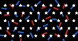Image of stars and confetti falling coloured with flag of usa
