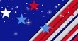 Image of white and red stripes and stars on blue background