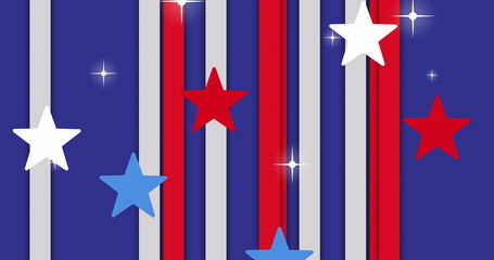 Canvas Print - Image of blue, white and red stripes and stars