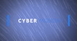 Image of cyber monday text banner over light trails falling against blue background