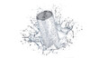 Blank white aluminum 280 ml soda can with drops splash mockup