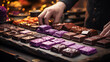Artisanal Chocolate Making: Chocolatier crafting handmade chocolates.