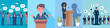 © ZulHaq - illustration collection of business person speech on podium.