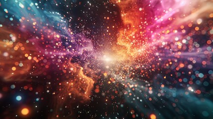 Wall Mural - vibrant abstract cosmic explosion with colorful particles