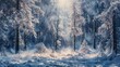majestic winter wonderland forest with snowcovered trees digital painting