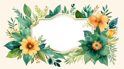 Wall Mural - beautiful floral wreath wedding invitation card template