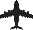 Airplane silhouette. Flat design vector icon. Black illustration.