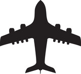 Fototapeta Nowy Jork - Airplane silhouette. Flat design vector icon. Black illustration.