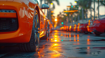 Wall Mural - A car is parked in the outdoor parking lot.