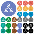 Networking business group outline round flat multi colored icons