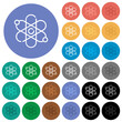 Physics round flat multi colored icons
