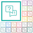 Frequently asked questions outline flat color icons with quadrant frames