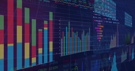 Image of statistics and financial data processing over grid