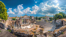 Panoramic View Of Ruins Of The Roman Theater 