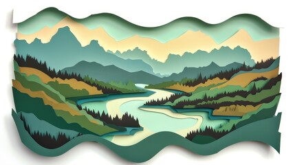 Canvas Print - A mountain range with a river running through it