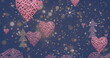 Image of hearts floating over violet background