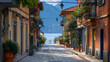 Promenade street in Iseo city Iseo lake Italy