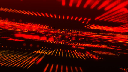 Poster - Futuristic hi-tech illustration. Concept of data transmission in cyberspace. Science technology background. Matrix. Binary code. Big data visualization. 3D rendering