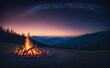 A campfire under a starry sky