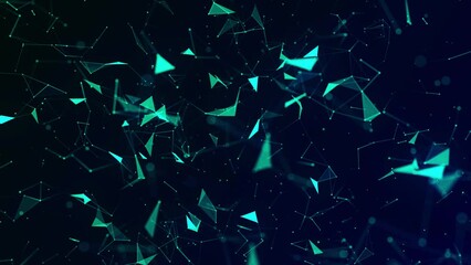 Poster - Network connection points and lines. Abstract digital blue background. Plexus effect. 3D rendering. Abstract animation 4K.