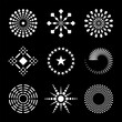 Design Elements Set. Abstract White Dots Icons on Black Background. 
