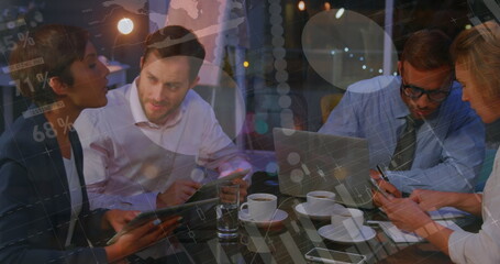 Poster - image of financial data processing over group of business people