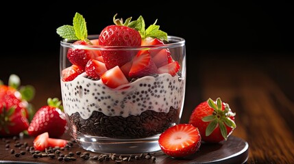 Sticker - chia seeds and strawberries photo UHD Wallpaper