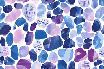 Sticker - Watercolor hand drawn pattern of fantasy vintage  blue lavender isolated on white background