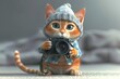 Adorable ginger cat cartoon character in clothes holding a vintage camera, blogger, pet influencer, petfluencer,  concept,  AI Generation