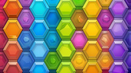 Poster - An abstract template horizontal banner with hexagonal shapes in different colors.