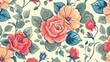Floral retro background with flowers. Vintage wallpaper element.