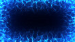 画面を囲む青色の炎の背景イラスト