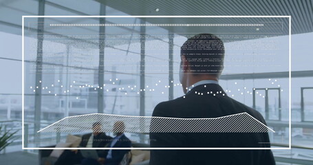 Poster - Image of financial data processing over diverse business people in office