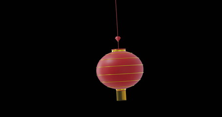Poster - Image of chinese red lamp hanging with copy space on black background