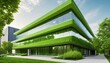 a green-certified corporate showcasing sustainable design and energy efficiency in a modern. Sustainable green building. Eco-friendly building. 