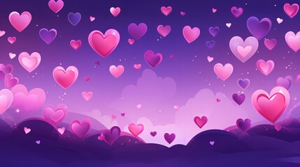 Wall Mural - Valentine's day background with pink hearts. Vector illustration.