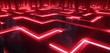 A neon red labyrinth, its paths twisting and turning into infinity, set against a backdrop of shadow. 32k, full ultra hd, high resolution